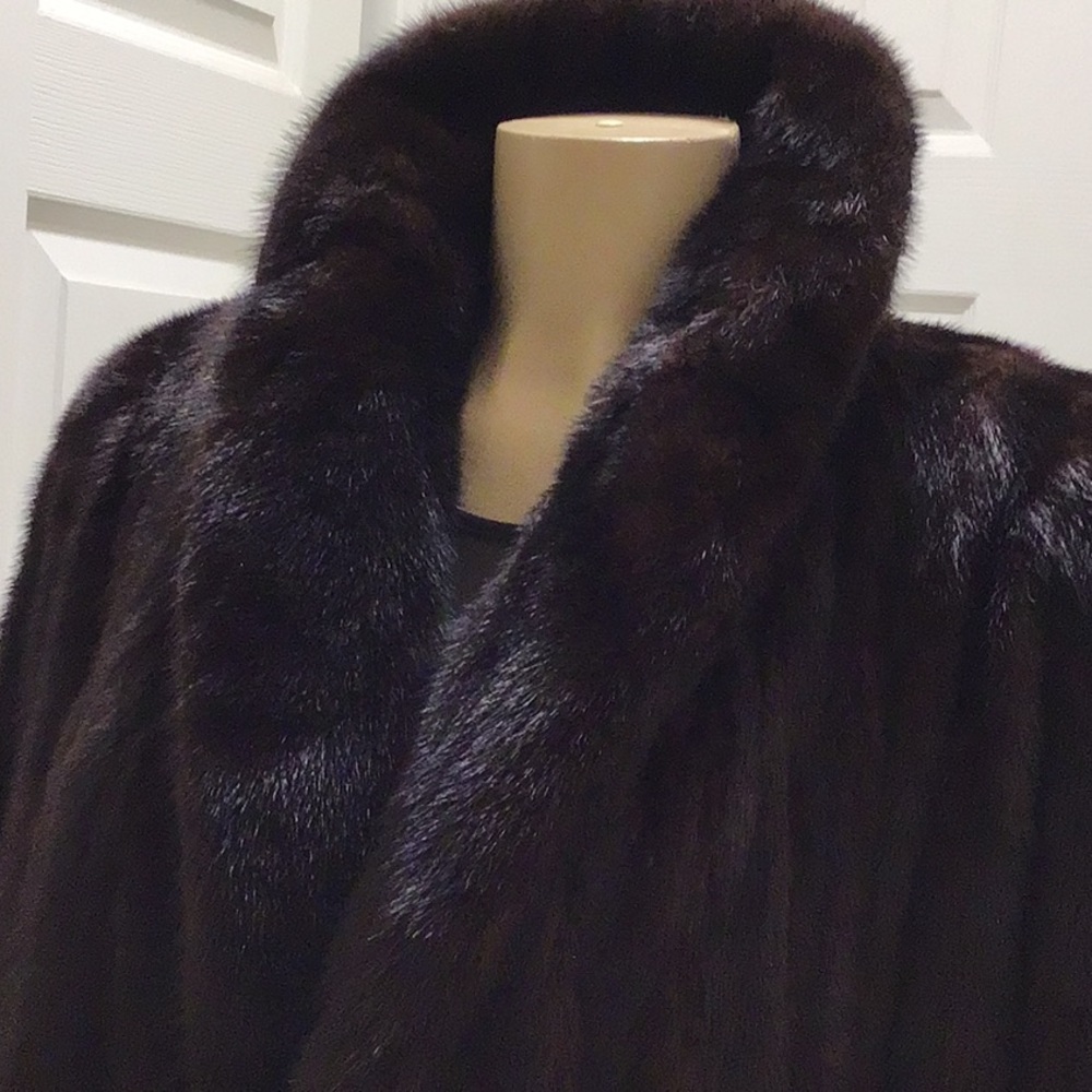 Dark Chocolate Brown Full-Length Mink Coat size 12 large - Picture 4 of 11